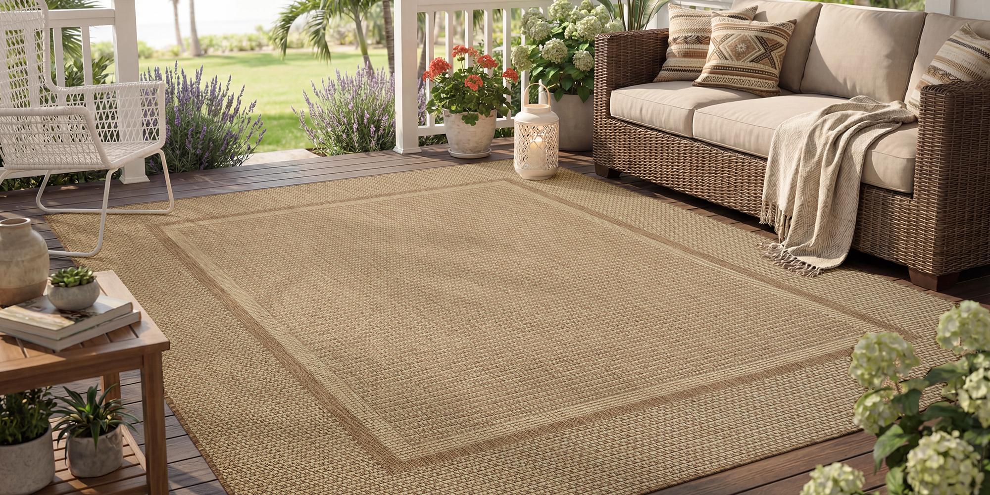 Amoami Boho Modern Area Rug, Flatweave Geometric Pattern, Durable Polypropylene Indoor/Outdoor Carpet for Patio, Balcony, Living Room