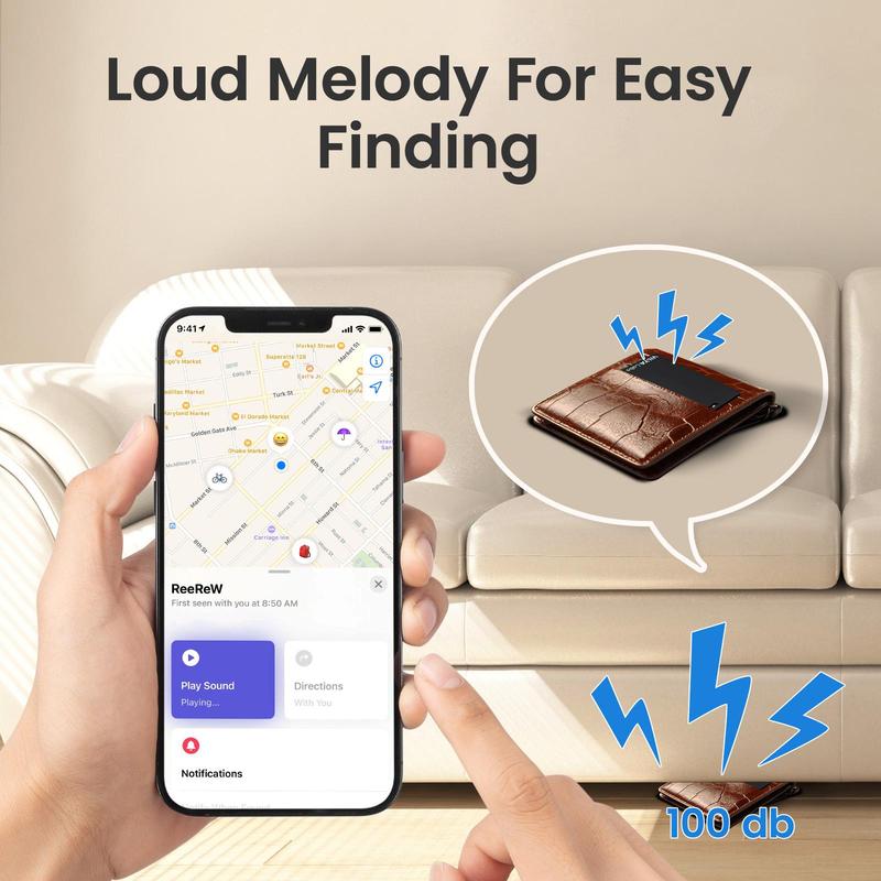 VilyaLabs Wallet Tracker Card Rechargeable for Apple Find My, Slim and Thin Up to 0.06inch, Water Resistant, with Dual Protection System