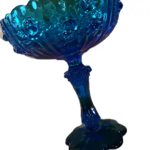 Vintage Fenton Cabbage Rose Colonial Blue Compote/Candy Dish EUC 7.75"H Collectible Glassware Bowl Tableware
