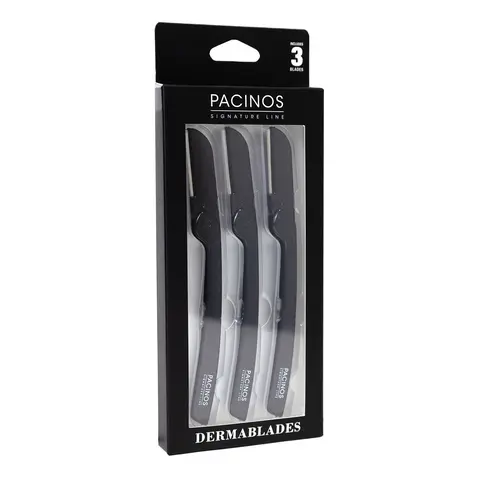 Pacinos Signature Line Stainless Steel Derma Blades - Adults' Men's Face Care Razor, Gentle Exfoliating Beauty Tool, Face Exfoliator, Facial Cleansing Aid, Dead Skin Remover, Hair Removal Instrument