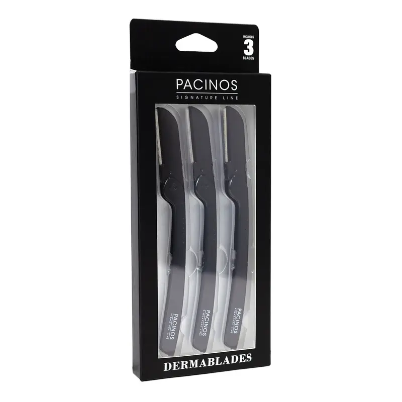 Pacinos Signature Line Stainless Steel Derma Blades - Adults' Men's Face Care Razor, Gentle Exfoliating Beauty Tool, Face Exfoliator, Facial Cleansing Aid, Dead Skin Remover, Hair Removal Instrument