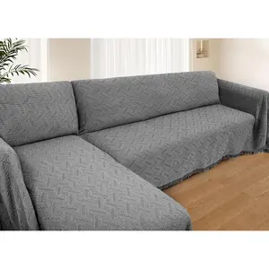 Sectional Couch Covers 2 Pieces L Sofa Cover for Sectional Couch L Shape Washable Blanket Furniture Protector for Pets Dogs (Dark Grey, X-Large)