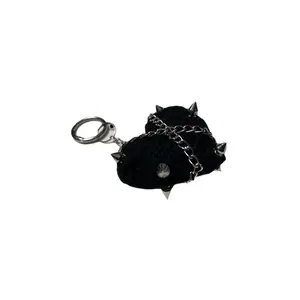 Coven x Coven Black Metal Bag Charm with Spiked Design and Chain Attachment for Stylish Accessories Hand-Made Metal Hardware Alternative Style