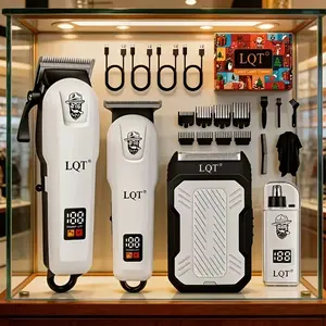 LQT 2-piece 3-piece  4-piece Men's professional electric haircut set,  hair clipper Clipper  including a razor, suitable for family barber shops, digital display LCD screen, USB charging, Father's Day gift Clipper exquisite