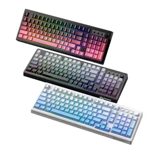 Gradient Keycaps Backlit RGB Keyboard K100 Three-Mode Bluetooth-compatible,Wireless Connection, Compatible with Computer Tablet Phone Led Backlit Keyboard