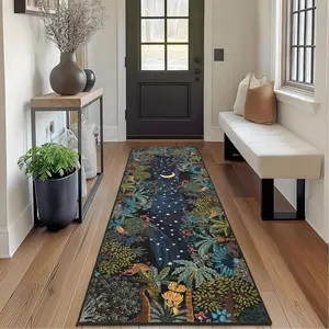 Boho Jungle Animal Pattern Decorative Rug, Vintage Fashion Long Runner Carpet, Non-Slip, for Kitchen, Living Room, Bathroom, Indoor Decor