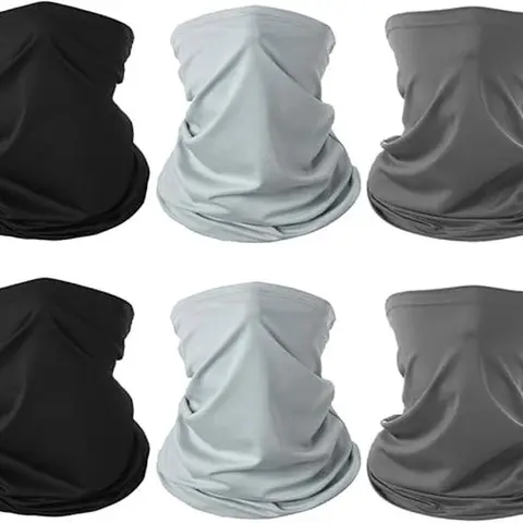 Unisex 6-Pack Neck Gaiter Headwear Bandana Breathable Face Covering - 25x42cm, Elastic Soft, Lock Edge, Quick Dry, UV Resistant, Wind-Resistant, Machine Washable, One Size Fits Most, for Youth Outdoor Sports, Biking, Fishing (Face Covers & Mask)
