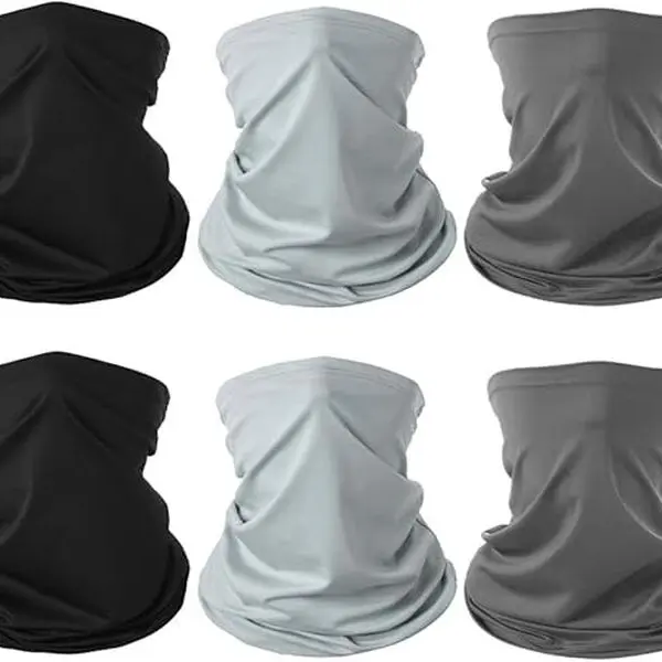 Unisex 6-Pack Neck Gaiter Headwear Bandana Breathable Face Covering - 25x42cm, Elastic Soft, Lock Edge, Quick Dry, UV Resistant, Wind-Resistant, Machine Washable, One Size Fits Most, for Youth Outdoor Sports, Biking, Fishing (Face Covers & Mask)