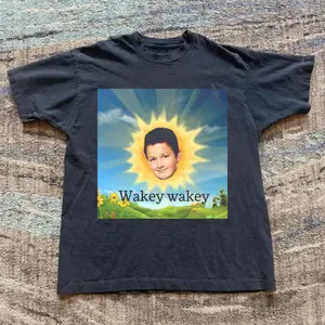Funny "Wakey Wakey" Teletubbies Sun Meme T-Shirt, Wakey Wakey Shirt, Meme Cringe Funny Dumb Shirts, Men's Vintage Casual Trend Shirt Gift For Fans, Gift For Men, Gift For Women