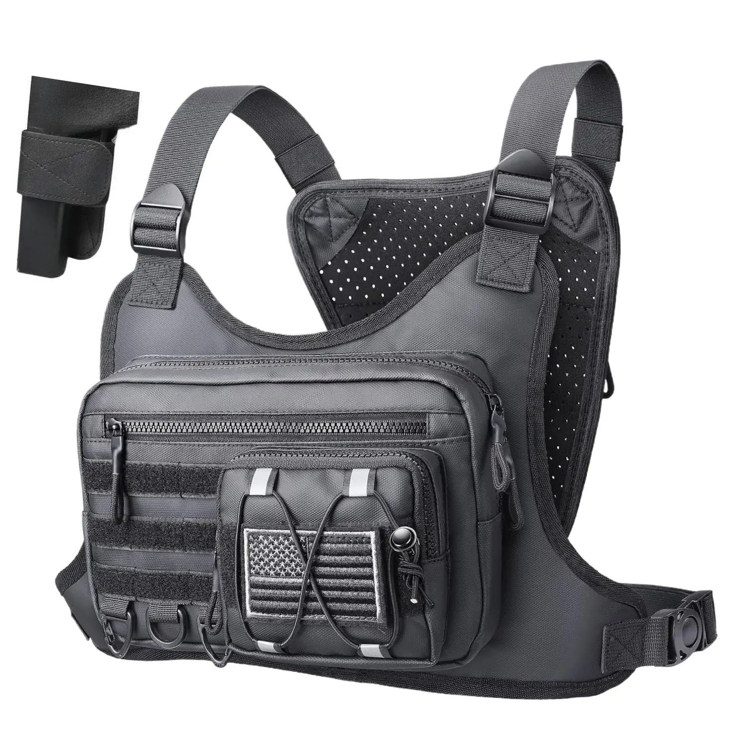 New Durable Chest-Mounted Men's Fanny Pack & Belt Bag - Multifunctional Tactical Vest Bag with Holster, Trail Running Jogging Equipment for EDC, Outdoor Travel, Men & Women