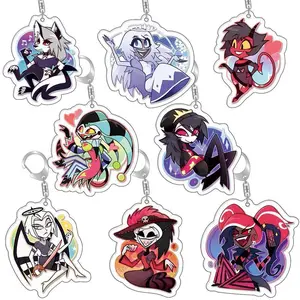 Anime Cartoon Key Chain Hazbin Hotel Charlie Morningstar Alastor Vaggie Acrylic Keychain Bag Pendant Decoration Key Ring Gift
