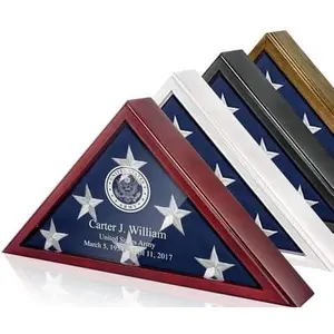 Personalized Flag Display Case for Burial Flag - Military Flag Box Case Display for Wall or Table Top, Custom Engraving, Glass Front Display, Ideal for Honoring Military Veteran - 5 x 9.5 FT Mahogany