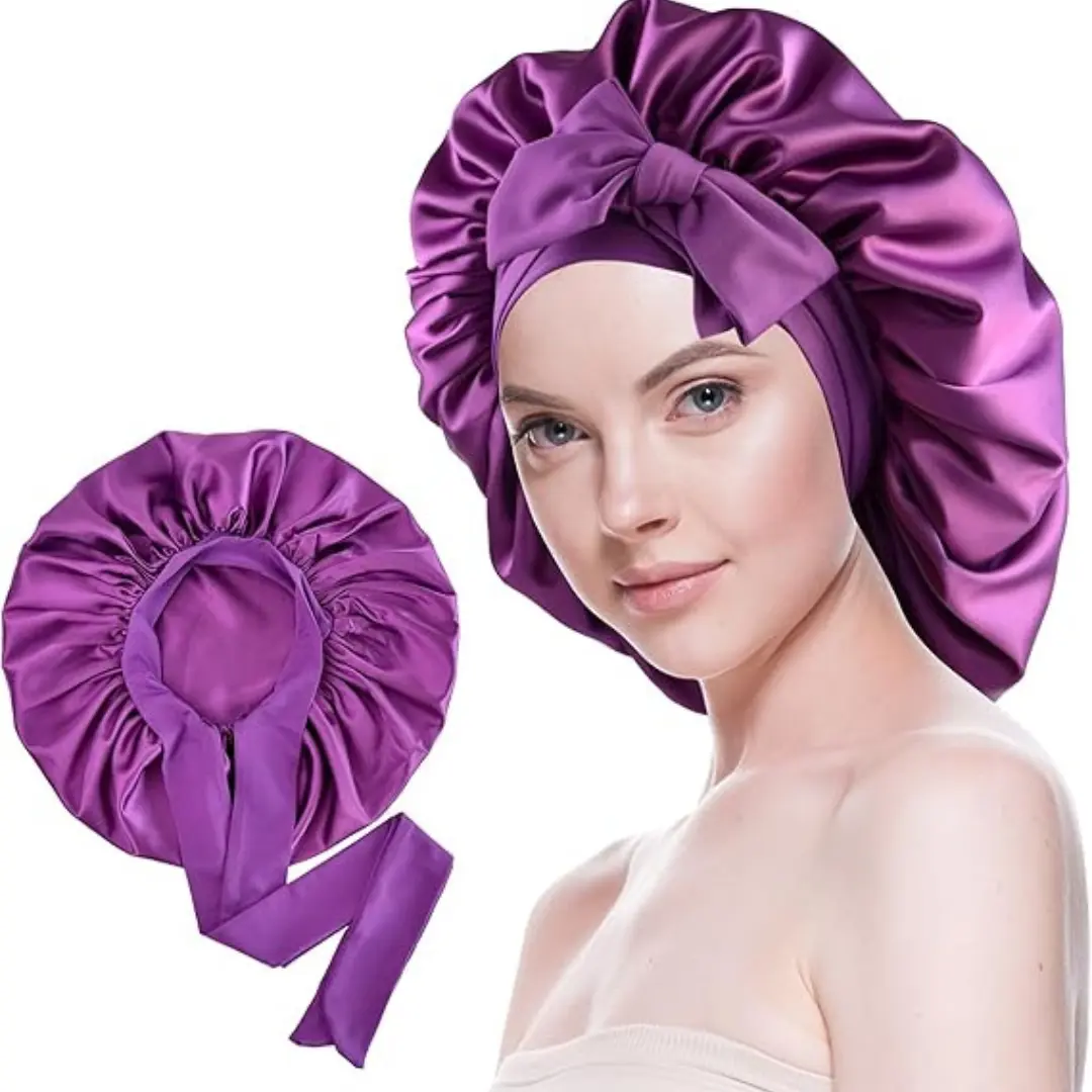 New Soft And Adjustable Hair Satin Bonnet | Women Haircare Sleeping Cap