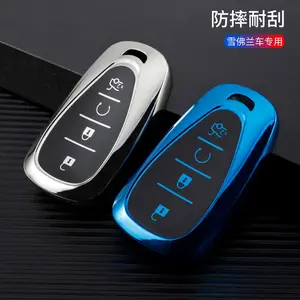 A stylish car key protector, Car key accessory, Solid black, four-button design TPU material for flexible, snug fit Drop and scratch protection for your keys Valentine's Day gift Compatible with Chevrolet Equinox, Malibu XL, Trax, and Cruze