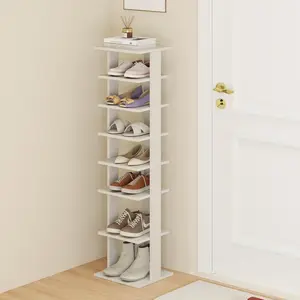 8-Tier Vertical Shoe Rack Space-Saving Corner Organizer for 7 Pairs Narrow Storage for Entryway Front Door or Closet