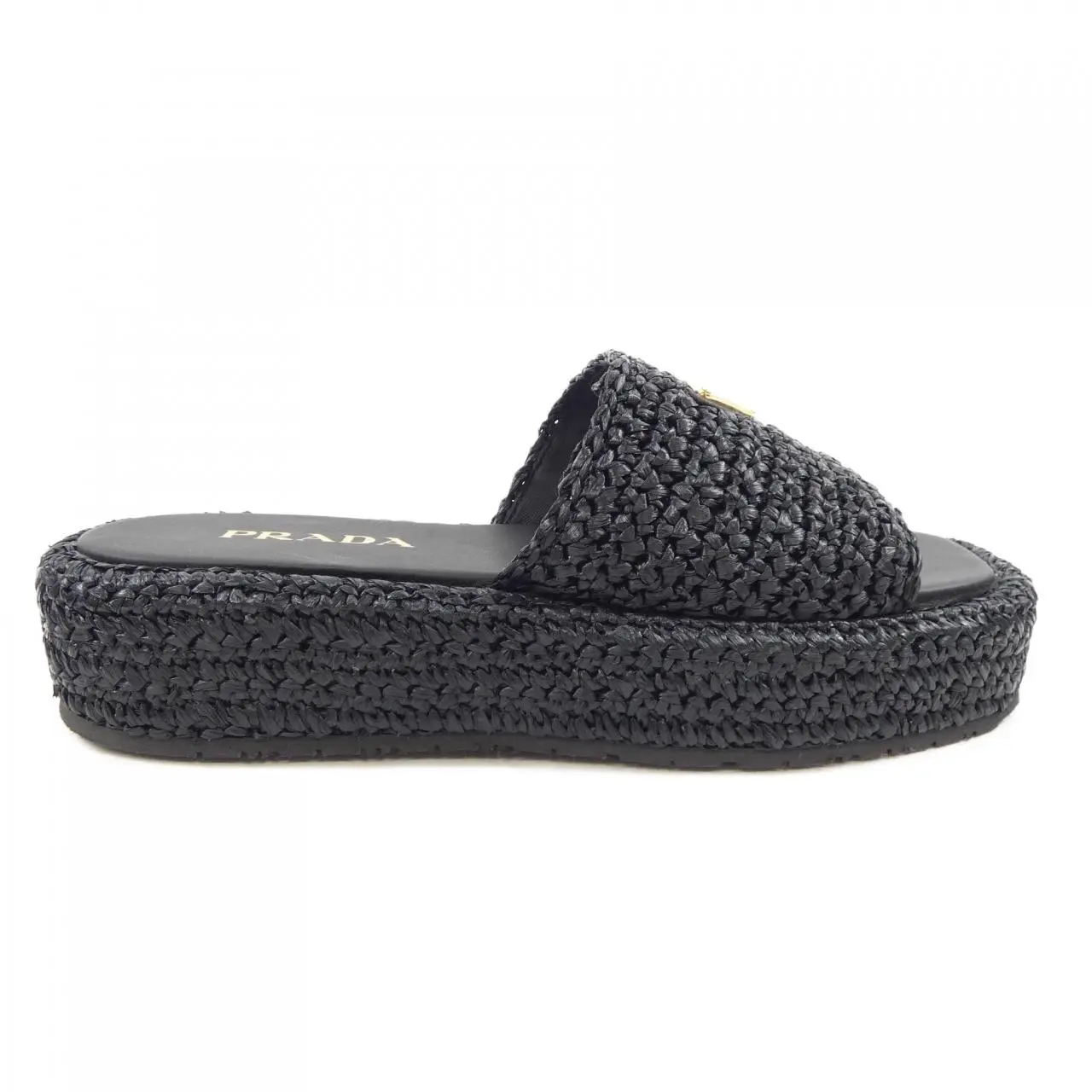 Pre-owned PRADA Rubber Small Leather Goods Platform Slide Sandals