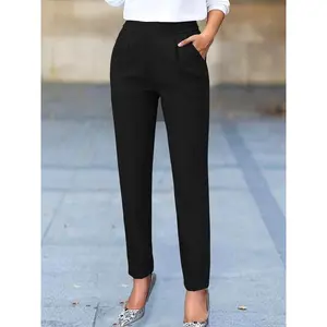 Women’s high-waisted fat-control carrot pants, straight-leg casual office suit trousers, elegant and simple design, suitable for daily commuting GARMENTARY