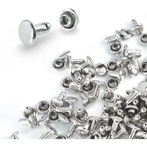 200Sets 6mm Round Cap Leather Rivets, Double Cap Rivets Tubular Metal Studs Rivets for Leather Purse Keyrings Repair and Crafts Decoration (6mm Silver)