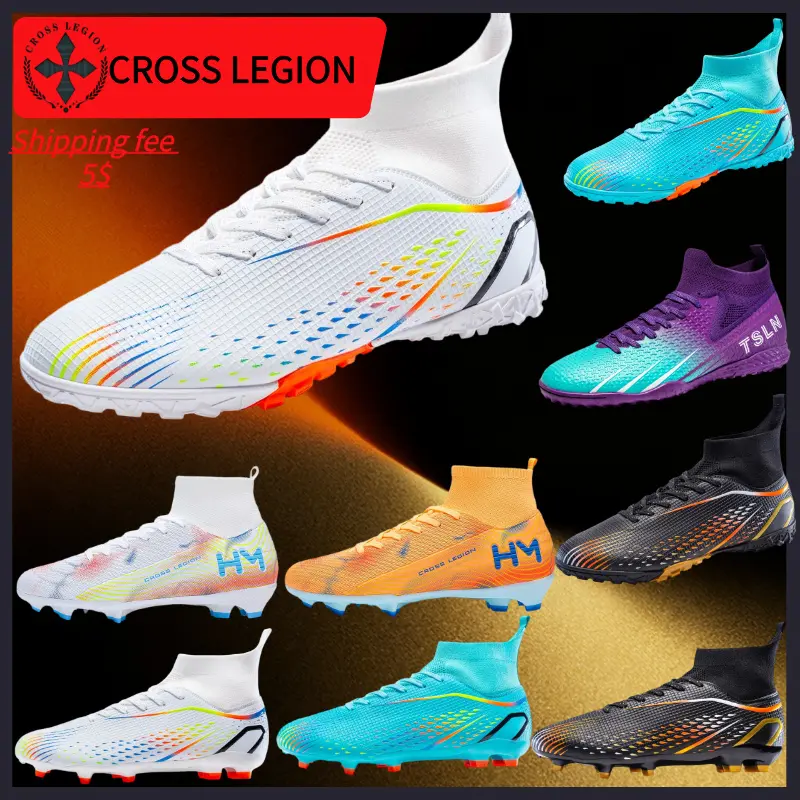 Men's High Top Turf Football Boots, Professional Outdoor Anti-skid Breathable Lace Up TF Soccer Cleats For Summer Rainy Day Training Outdoor Competition soccer shoes soccer boots shoes soccer