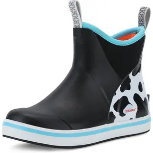 Kid's Waterproof Ankle Deck Rain Boots for Boys Girls Insulated Neoprene Rubber Non-slip Child Rain Shoes