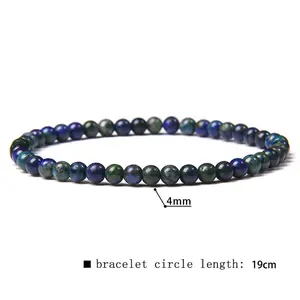 Natural Azurite-Malachite Stretch Bracelet - Handmade 4mm Gemstone Bead Healing  Bracelet for Creativity