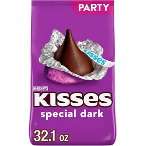 HERSHEY'S KISSES SPECIAL DARK Mildly Sweet Chocolate Candy Party Pack, 32.1 oz Bonbon Snack