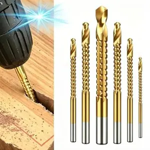6-Piece Titanium Coated HSS Twist Drill Bits | 3–8mm Serrated Side Cutting | For Wood, Metal & Plastic Drilling