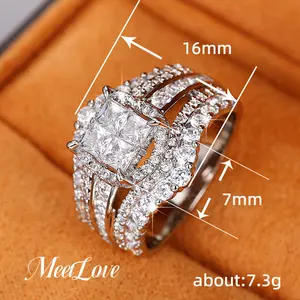 Shiny Synthetic Moissanite and Crystal Ring 18K gold-plated Cubic Zirconia Promise Rings CZ Diamond Multi Row Halo Cocktail Rings Eternity Engagement Wedding Band Ring - Perfect Gift for Girlfriend or Wife