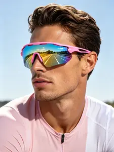 Unisex Sporty Polarized Sunglasses for Sports, Uv400 Protection, Colorblock Design, Ideal for Cycling, Running, Hiking, All Seasons