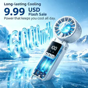 Turbo Powerful Mini Handheld Cooling Fan, 199 Adjustable Speeds 6000mAh USB-C Rechargeable Portable Pocket Fan with Digital Indicator, Personal Cooler for Travel Beach Camping, Perfect White Elephant Gift#PortableFan #HandheldFan #MiniCoolingFan