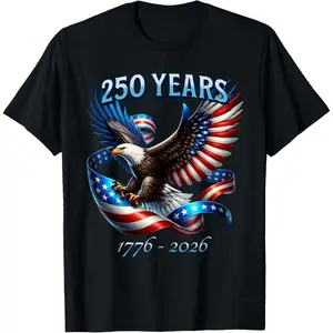 Patriotic Eagle and Flag 250 Years 1776-2026 T-Shirt