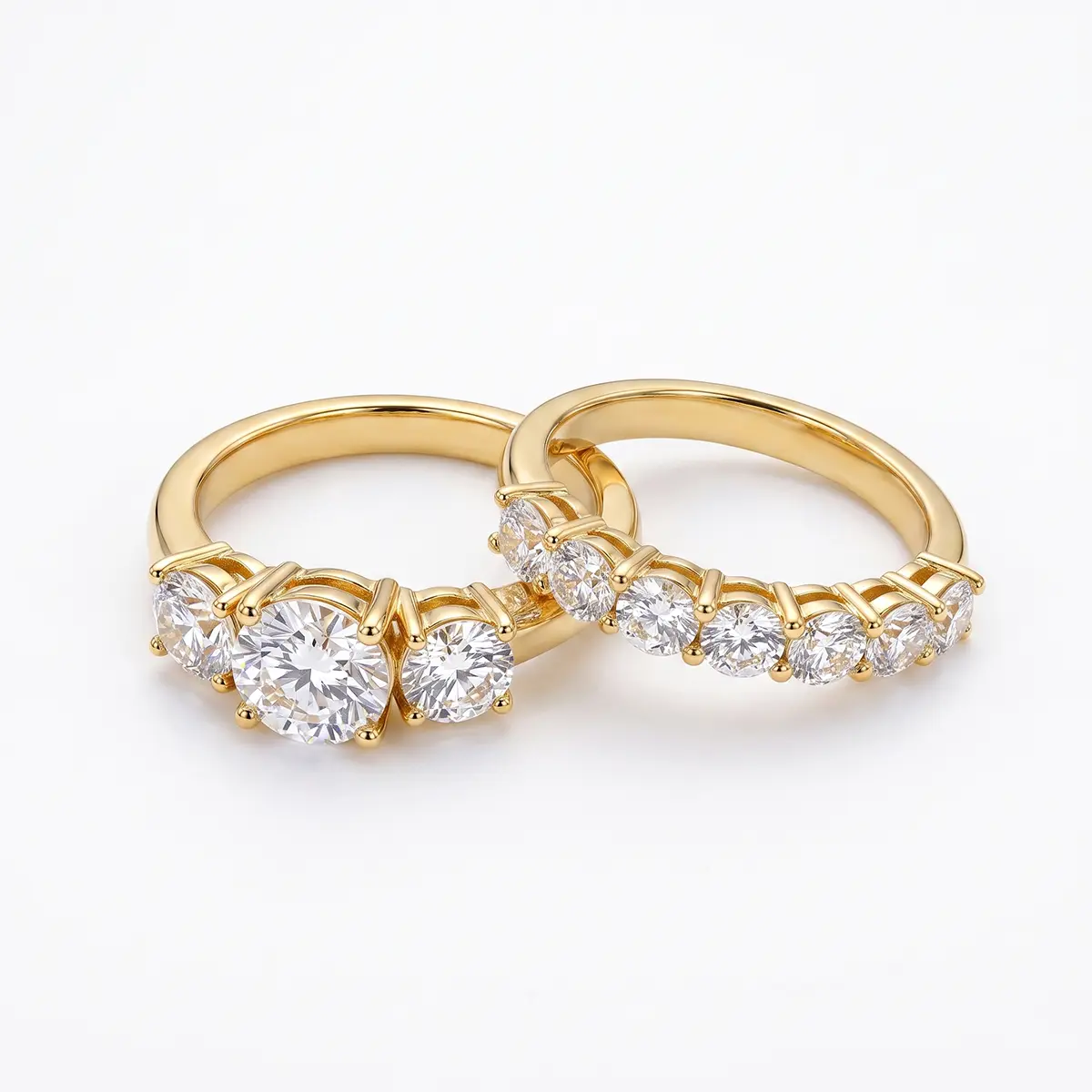 Women's 2CT Lab-Created D/VVS1 Gem Decoration Rings - Brilliant Cut, High Setting, Stackable, Hypoallergenic Diamond-Set Rings for Wedding & Engagement Gifts