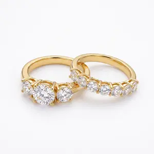 Women's 2CT Lab-Created D/VVS1 Gem Decoration Rings - Brilliant Cut, High Setting, Stackable, Hypoallergenic Diamond-Set Rings for Wedding & Engagement Gifts