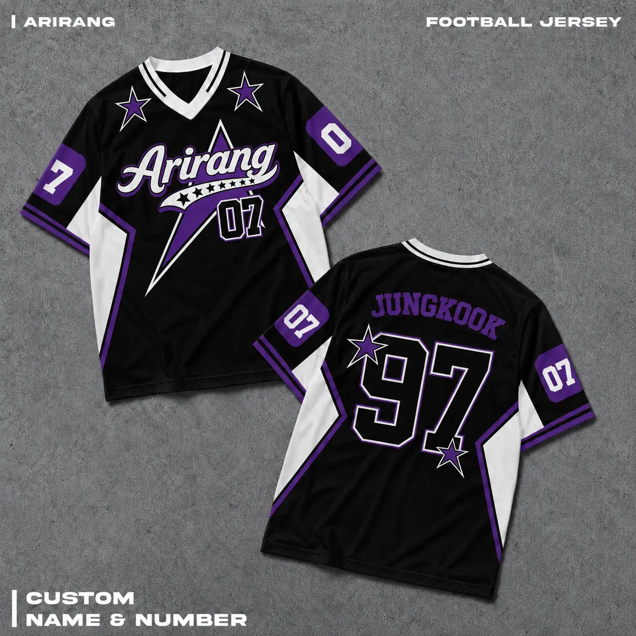 Kpop Sideline Football Jersey, Bang Tan Arirang World Tour Concert Outfit For Fan, Bangtan Jungkook Oversized Custom Shirt