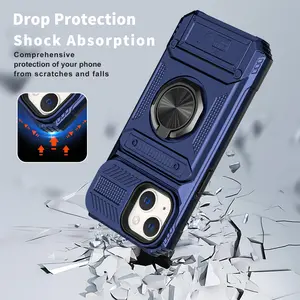 3pcs Set [1 Phone Case And 2 Screen Protectors] Heavy-duty Shock-proof Phone Case With Metal Bracket And Card Slot, Compatible With 16 Pro Max, 15 Pro Max And 14 Pro Max 13 12 11 16E.