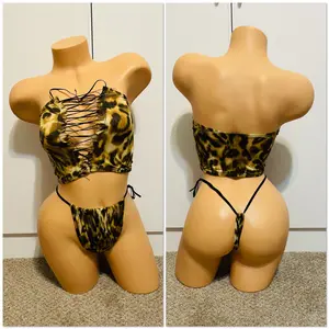 Cheetah Print Two Piece Bikini Outfit