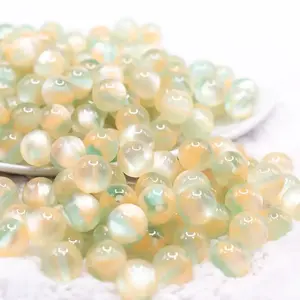 12mm Light Green Illusion Glitter Bubblegum Bead