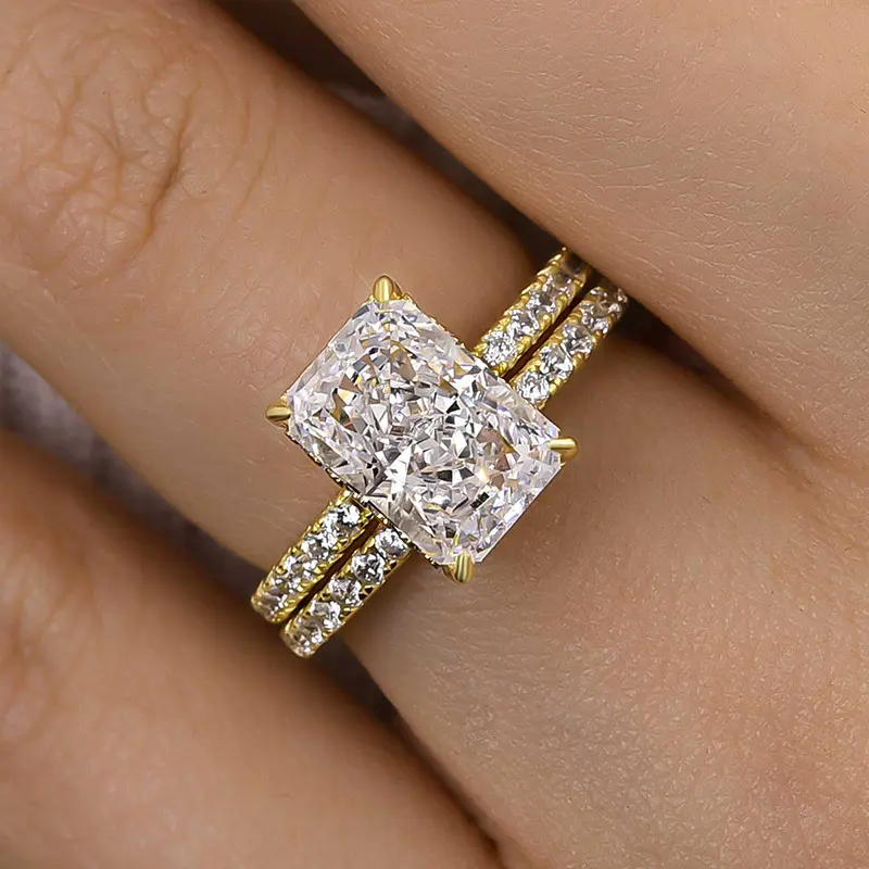 Maxine Gorgeous 3.5ct Radiant Cut 2PC Engagement Ring Set,5A Cubic Zirconia Bridal Ring Set,Women's Ring Jewelry,Wedding Ring Set for Daily,Travel,Proposal,Birthday,Anniversary, Bling, Bride