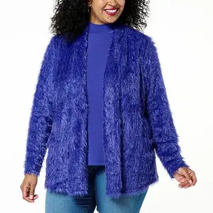 Colleen Lopez Open-Front Eyelash Cardigan