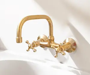 Handmade Brass Wall-Mounted Bridge Faucet