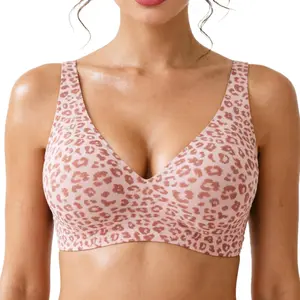 VRCOMFY Women's Deep V Seamless Wirefree Bra Full Coverage No Underwire Everyday Comfortable Padded Bra for All-Day Wear in Chic Nylon Blend Fit Elegant Wireless