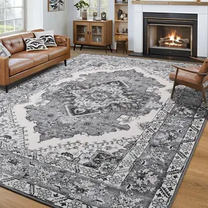 1 Piece Velvet Machine Washable Vintage Style Carpet Decorative Area Rug Suitable for Living Room Bedroom Farmhouse Dining Room Black Orange Beige Gray Blue Hand Washable, Machine Washable, Perfect for Living Room, Bedroom or Home