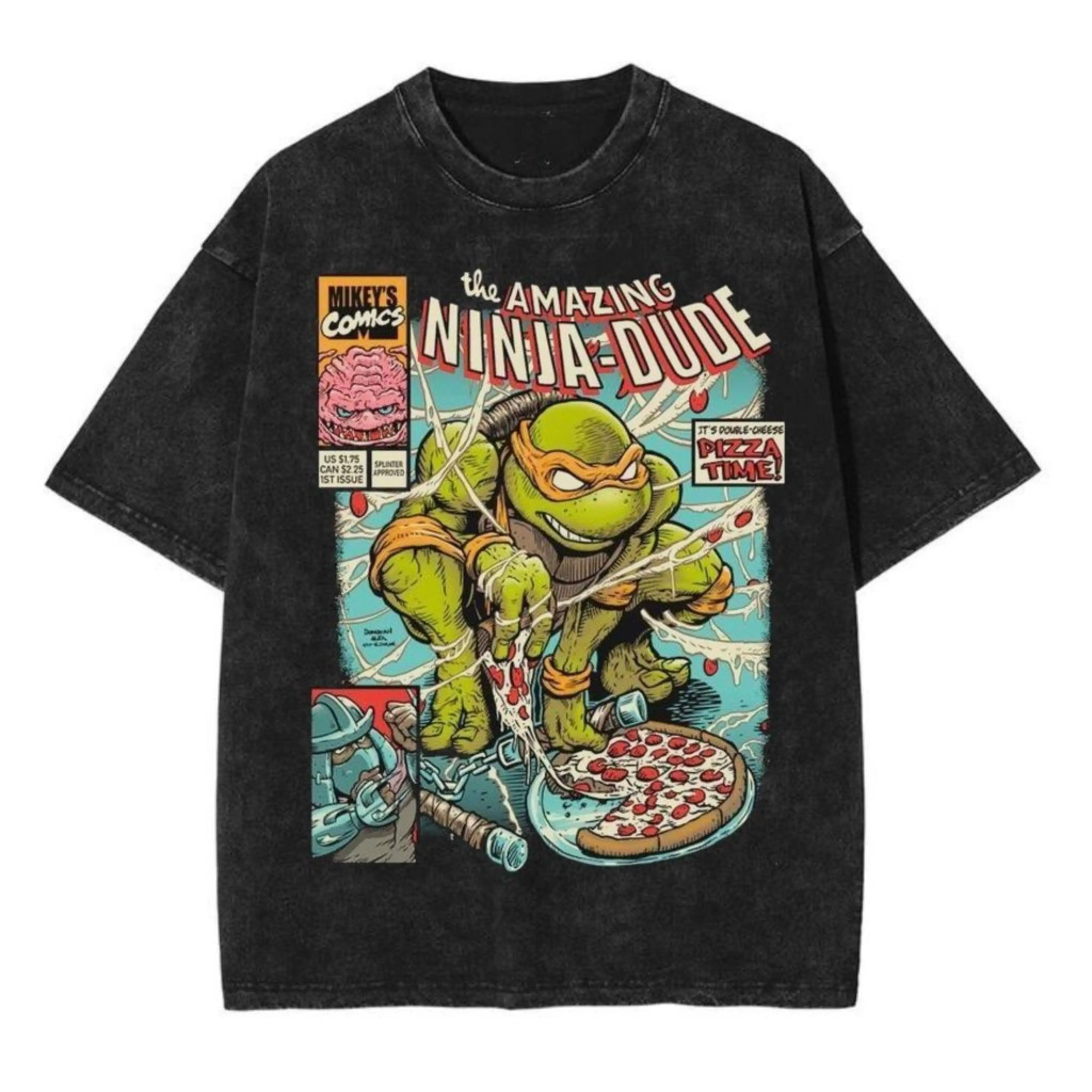 Amazing Ninja-Dude Tee, Mikey's Pizza Time T-Shirt, Ninja-Dude Comic Tee, TMNT Pizza Party T-Shirt, Streetwear Shirt, Vintage Tee, Unisex Gift For Menswear Womenswear Streetwear