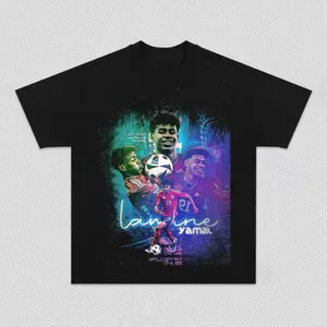 Lamine Yamal Youth and Adult T-shirt and Sweatshirt Graphic Tees Tees Graphic Shirts Soccer Star Fan Shirt Football Rising Talent Vintage Neon Style Gift for Men Women Kids Apparel
