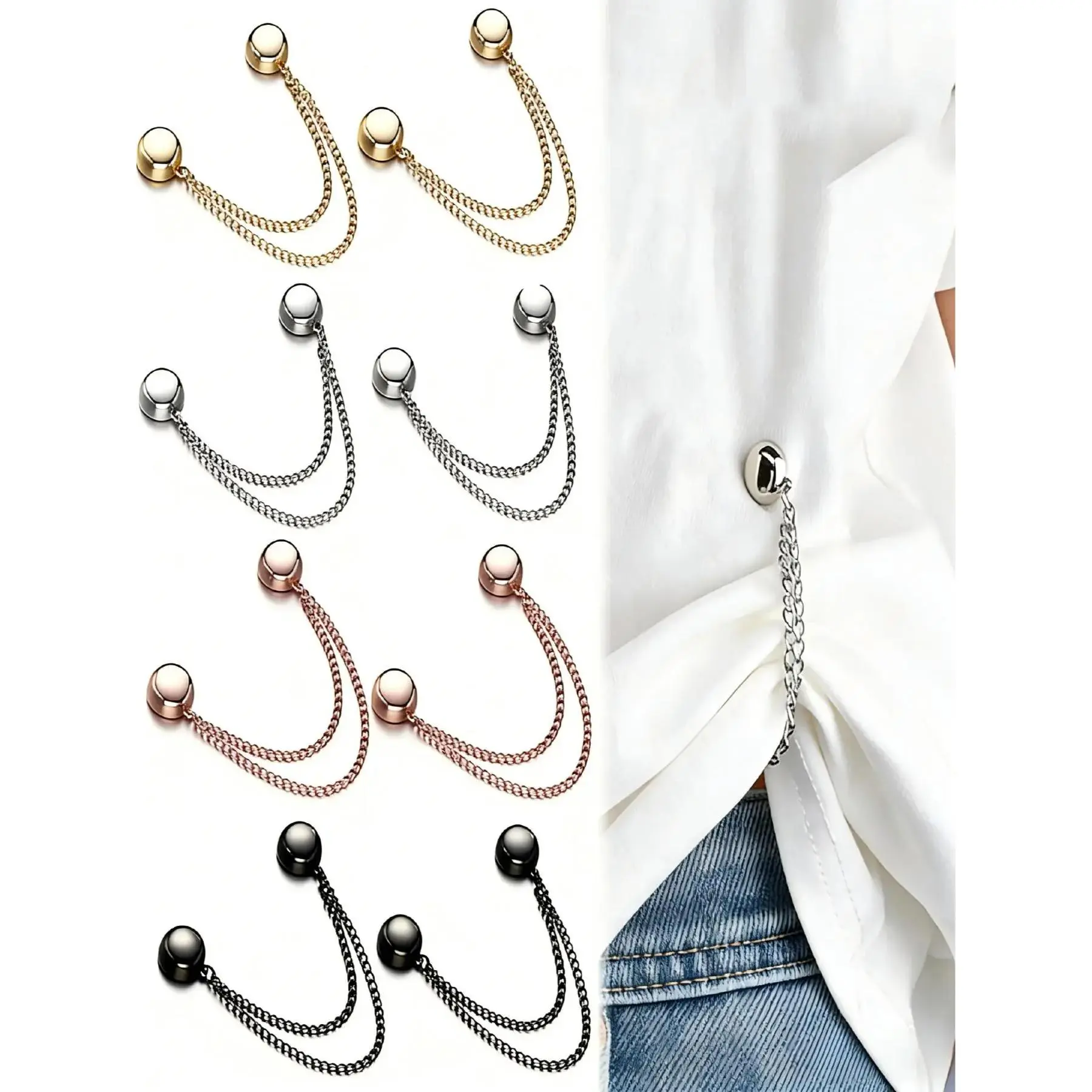 Magnetic Clothing Clips, Magnetic Shirt Clips for Women Clothing, Shortening Magnetic Closure for Cinch Hems, Collar, Pants Hems (8 Pack)