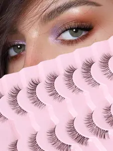 Lashes Natural Look False Eyelashes Wispy 13mm Eye Lashes Pack with Thin Cotton Band C Curl Fake Eyelashes 3D Volume For Daily