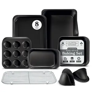 Country Kitchen Bakeware Set - Durable, Easy Release Baking Set, 8 Pcs