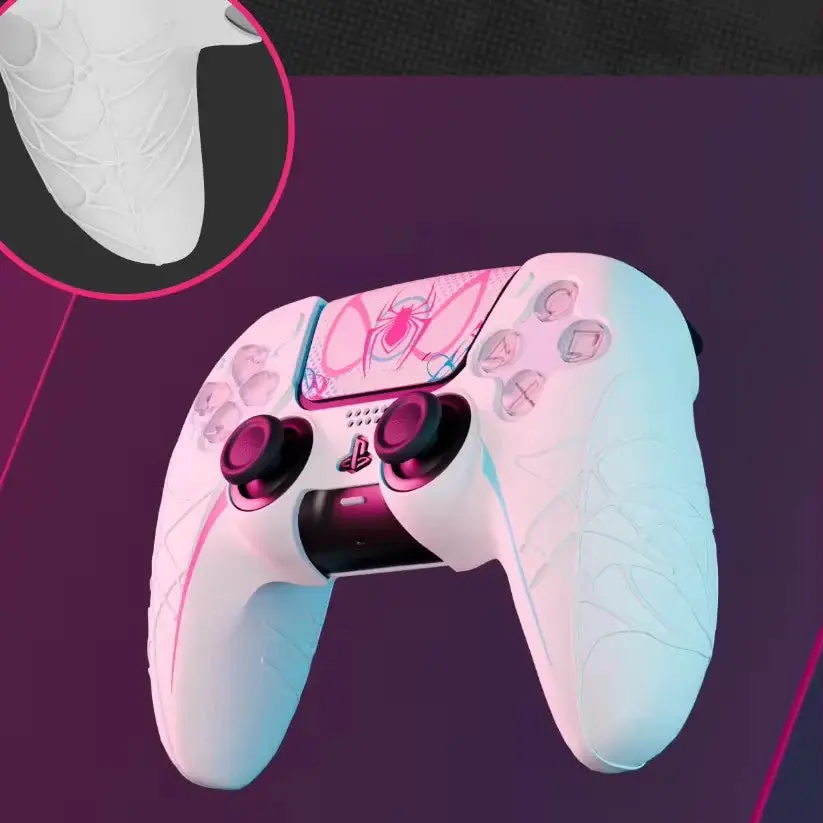 New Spider Web Silicone Skin Cover & Sticker Set, Soft Case, Thumb Stick Grip Cap Protector for Sony DualSense 5 PS5 Controllers – Gaming Accessories for Enhanced Protection