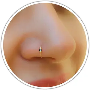 Gold Nose Ring - Thin Small 24 Gauge 7mm Nose Piercing Hoop With Blue Gem - 14k Gold Filled Nose Rings For Women - Handmade Nose Jewelry - Gift Ready