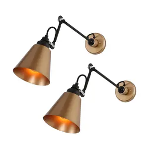 Ksana Modern Wall Sconce Set of Two Swing Arm Wall Light, Adjustable Plug in or Hardwire Light Fixture